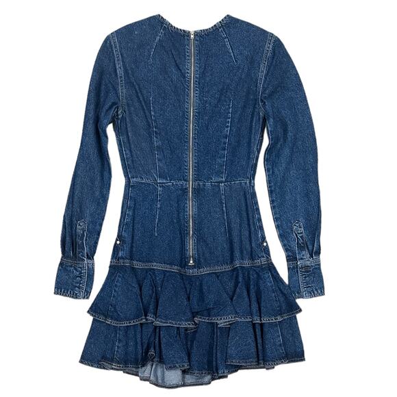 Denim Mini Dress with Ruffle Hem - Picture 3 of 8